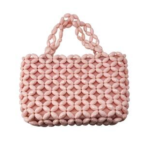 Vintage Italian Pink Beaded Handbag Structured Purse Italy